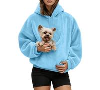 Felpa con cappuccio da donna in poliestere con stampa cane e tasca a | Design pullover con cappuccio attaccato, maniche lunghe e una tasca frontale a marsupio, con l'immagine centrale di un