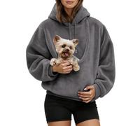 Felpa con cappuccio da donna in poliestere con stampa cane e tasca a | Design pullover con cappuccio attaccato, maniche lunghe e una tasca frontale a marsupio, con l'immagine centrale di un