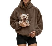 Felpa con cappuccio da donna in poliestere con stampa cane e tasca a | Design pullover con cappuccio attaccato, maniche lunghe e una tasca frontale a marsupio, con l'immagine centrale di un