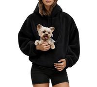 Felpa con cappuccio da donna in poliestere con stampa cane e tasca a | Design pullover con cappuccio attaccato, maniche lunghe e una tasca frontale a marsupio, con l'immagine centrale di un