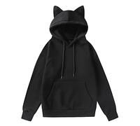 Felpa con cappuccio da donna Kawaii Abbigliamento Cat Ears Pulli Dark Gotic Felpa con cappuccio a maniche lunghe Hollow Out Gothic Punk Top Femboy Clothes Inverno Camicetta Colonia Carnevale