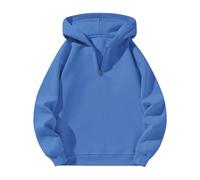 Felpa con cappuccio da donna, leggera, in pile, da donna, con cappuccio, tinta unita, a maniche lunghe, con cappuccio, in cotone, mezza zip, casual, per l'autunno e l'inverno, Celeste., xxl