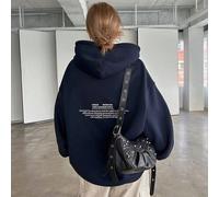 Felpa con cappuccio da donna lunga con stampa slogan "UNICA OGNI VOLTA CHE CAMBIA, OGNI RAGAZZA HA MOLTI VOLTI E IL MONDO È COME UNO SPECCHIO CHE RIFLETTE LE PERSONALITÀ MUTEVOLI DELLE RAGAZZE. LE RAG