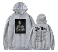 Felpa con Cappuccio da Donna Maluma Don Juan Felpa con Cappuccio Stampata Felpa Invernale da Uomo Girocollo A Maniche Lunghe XS-3XL-Black||XS