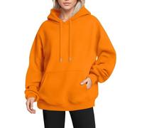 Felpa con cappuccio da donna, oversize, casual, a maniche lunghe, per autunno e inverno, con tasca, con cappuccio, per il tempo libero, lo sport, a maniche lunghe, Colore: arancione., XL
