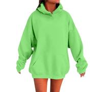 Felpa con cappuccio da donna, oversize, casual, tinta unita, a maniche lunghe, con cappuccio, calda, con tasche, felpa basic con cappuccio, per attività all'aria aperta, abbigliamento streetwear, 24