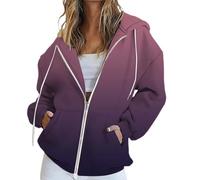 Felpa con cappuccio da donna, oversize, con chiusura lampo, lunga con cappuccio, per le mezze stagioni, per il tempo libero, con coulisse, Y2K, Lilla, S