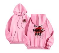 Felpa con cappuccio da donna oversize, con stampa posteriore, casual, adolescente, ragazza, comoda maglietta a maniche lunghe, motivo con schizzi di sangue, con scritta in lingua tedesca, Colore