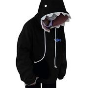 Felpa con cappuccio da donna oversize, felpa con cappuccio in pile, calda felpa con cappuccio Kawaii 2025, a forma di squalo, con cappuccio, da donna, casual, in cotone, con cappuccio, Nero , XL