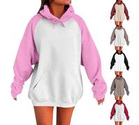 Felpa con cappuccio, da donna, oversize, in cotone, a maniche lunghe, elegante, con cappuccio, casual, a maniche lunghe, sportiva, calda, f, L