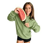 Felpa con cappuccio da donna oversize in poliestere con tasca a marsupio e spalle sovrapposte e polsini larghi per abiti semplici da indossare nella vita di tutti i giorni e in viaggio, Verde chiaro