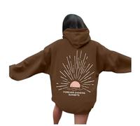 Felpa con cappuccio da donna oversize ispirata al tramonto, ideale per la spiaggia, il surf e uno stile tropicale casual