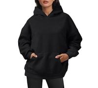 Felpa con cappuccio da donna, oversize, maglione sportivo, a maniche lunghe, in pile, con cappuccio, tinta unita, basic, per adolescenti, ragazze, streetwear, 33, XL