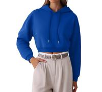 Felpa con cappuccio da donna, oversize, slim-it, taglia grande, con cappuccio, sottile, stampa classica, a maniche lunghe, da donna, per la transizione, sportiva, Blu marino, L
