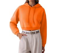 Felpa con cappuccio da donna, oversize, slim-it, taglia grande, con cappuccio, sottile, stampa classica, a maniche lunghe, da donna, per la transizione, sportiva, Colore: arancione., XS