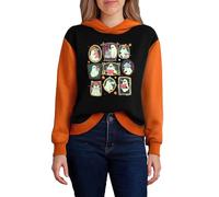 Felpa con cappuccio da donna per Halloween, design Colorblock, con graziosi ritratti fantasmi | Felpa con cappuccio bicolore per l'autunno, Stil_y01 Nero, 3XL