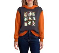 Felpa con cappuccio da donna per Halloween, design Colorblock, con graziosi ritratti fantasmi | Felpa con cappuccio bicolore per l'autunno, Stil_y04 Grigio, XL