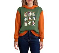 Felpa con cappuccio da donna per Halloween, design Colorblock, con graziosi ritratti fantasmi | Felpa con cappuccio bicolore per l'autunno, Stil_y03 verde, M