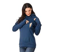 Felpa con cappuccio da donna per l'allattamento, a maniche lunghe, per l'allattamento, con una blusa da gravidanza con cappuccio è la migliore maglietta, Blu, M