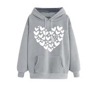 Felpa con cappuccio da donna, taglie forti, con cappuccio, con stampa, in cotone, con tasche, comoda, leggera, a maniche lunghe, rilassata, per allenamento