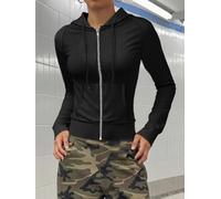 Felpa con cappuccio da donna, taglio sottile a costine con cappuccio | Le maniche lunghe raglan si muovono liberamente, ideali per la pratica leggera dello yoga e il relax casual a casa.