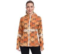 Felpa con cappuccio da donna UPF 50+, con protezione solare, blocca i raggi UVA/UVB, con cerniera, tessuto di raffreddamento all'aperto, Coquette Pallacanestro Mamma Soft Girl Leopard, L