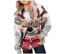 Felpa con cappuccio da ragazza a maniche lunghe morbida felpa carina Top Abbigliamento Merry Christmas per ragazze, grigio., 9-10 Jahre