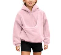 Felpa con cappuccio da ragazza con simpatici cuccioli e gatti, pratici spallacci e ampie tasche per ragazze attive nella stagione fresca, Colore: rosa., 9-10 Anni