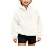 Felpa con cappuccio da ragazza con simpatici cuccioli e gatti, pratici spallacci e ampie tasche per ragazze attive nella stagione fresca, bianco, 9-10 Anni