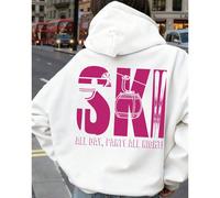 Felpa con cappuccio da sci da donna: pensata per le feste di un giorno intero e per essere indossata fino a tarda notte, con uno stile casual per tutti i giorni, realizzata in morbido cotone al 100%, 