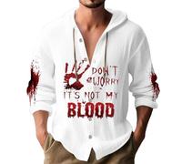 Felpa con cappuccio da uomo 3D Bloody Splatter Pattern Stampa Lino Felpe con cappuccio Macchia di Sangue Button Up Pullover Top Costume Vacanza Adulto Spaventoso, Non preoccuparti, non è il mio sangue