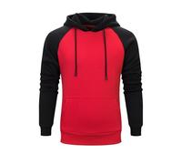Felpa con cappuccio da uomo a blocchi di colore, in pile, sportiva, a maniche lunghe, con cappuccio, a blocchi di colore, casual, con coulisse a contrasto, con tasca a marsupio, giacca patchwork