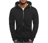 Felpa con Cappuccio da Uomo a Maniche Lunghe Cerniera Tinta Unita Slim Fit Cardigan Tasche Frontali con Zip Nera Felpa con Cappuccio Resistente Atletica Tinta Unita Felpa Leggera da Uomo Casual
