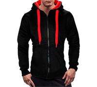 Felpa con Cappuccio da Uomo a Maniche Lunghe Cerniera Tinta Unita Slim Fit Cardigan Tasche Frontali con Zip Nera Felpa con Cappuccio Resistente Atletica Tinta Unita Felpa Leggera da Uomo Casual