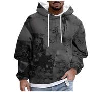 Felpa con cappuccio da uomo a maniche lunghe, felpa con cappuccio con stampa 3D tie dye, casual con coulisse con tasca, comoda felpa termica antivento, felpe in pile autunno inverno da uomo UK, Grigio