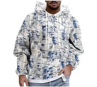 Felpa con cappuccio da uomo a maniche lunghe, felpa con cappuccio con stampa 3D tie dye, casual con coulisse con tasca, comoda felpa termica antivento, felpe in pile autunno inverno da uomo UK, Bianco