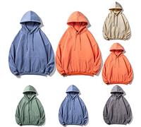 Felpa con cappuccio da uomo, a maniche lunghe, tinta unita, con cappuccio, vestibilità larga, ultra morbida, vestibilità classica, con tasche e coulisse, Verde, M