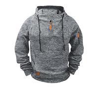 Felpa con cappuccio da uomo a maniche lunghe, tinta unita, con cerniera a quarto e cappuccio, con tasche e coulisse, vestibilità comoda, casual, alla moda, comoda, calda, per il tempo libero