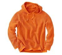 Felpa con cappuccio da uomo a nido d'ape, casual, con cappuccio, a maniche lunghe, a quadri, tinta unita, per il tempo libero, in cotone, Colore: arancione., XL