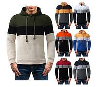 Felpa con cappuccio da uomo a quadri, stile hipster, con tasca a marsupio, in jacquard, a maniche lunghe, con coulisse, casual, per autunno e inverno, Rosso, M