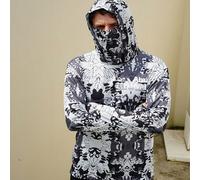 Felpa con cappuccio da uomo Abu Garcia con protezione solare, disegno a fantasia, collo gaitero, maniche lunghe, comoda e ad asciugatura rapida, adatta per attività all'aperto di pesca degli uomini L,