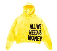 Felpa con cappuccio da uomo All We Need is Love Letter Print Felpa con cappuccio Hip Hop Oversized Streetwear giapponese Harajuku Y2K, giallo., L