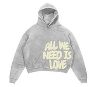 Felpa con cappuccio da uomo All We Need is Love Letter Print Felpa con cappuccio Hip Hop Oversized Streetwear Y2k Clothes Autunno/Inverno Essentials Hoodie, S-L3, 07#_grigio chiaro, M