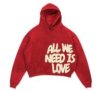 Felpa con cappuccio da uomo All We Need is Love Letter Print Felpa con cappuccio Hip Hop Oversized Streetwear giapponese Harajuku Anime Y2k, O vino, M