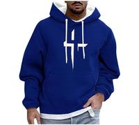 Felpa con cappuccio da uomo alla moda stampata con coulisse a maniche lunghe traspirante con cappuccio, T-342 Blu, XL