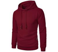 Felpa con cappuccio da uomo, calda, casual, a maniche lunghe, con cappuccio, con cappuccio, con tasca, per il tempo libero, per lo sport, rosso vivo, XL