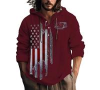 Felpa con cappuccio da uomo casual alla moda con stampa 3D piccola felpa con cappuccio slim fit moda casual classico lavoro felpa con cappuccio giacca da uomo, vino, L