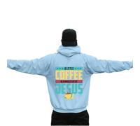Felpa con cappuccio da uomo, casual, con cappuccio, con stampa, comoda e calda, foderata, in pile, invernale, autunno, alla moda, streetwear, da uomo, letteratura, Azzurro, XXL