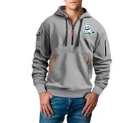 Felpa con cappuccio da uomo casual con stampa di Halloween, a maniche lunghe, slim fit, maglione sportivo con grandi tasche autunno e inverno, leggere e comode felpe da lavoro, Cenere Chiaro, XL