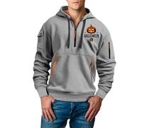 Felpa con cappuccio da uomo casual con stampa di Halloween, a maniche lunghe, vestibilità ampia, maglione sportivo multi tasche, per autunno e inverno, leggere e comode, felpe da lavoro, Cenere Chiaro